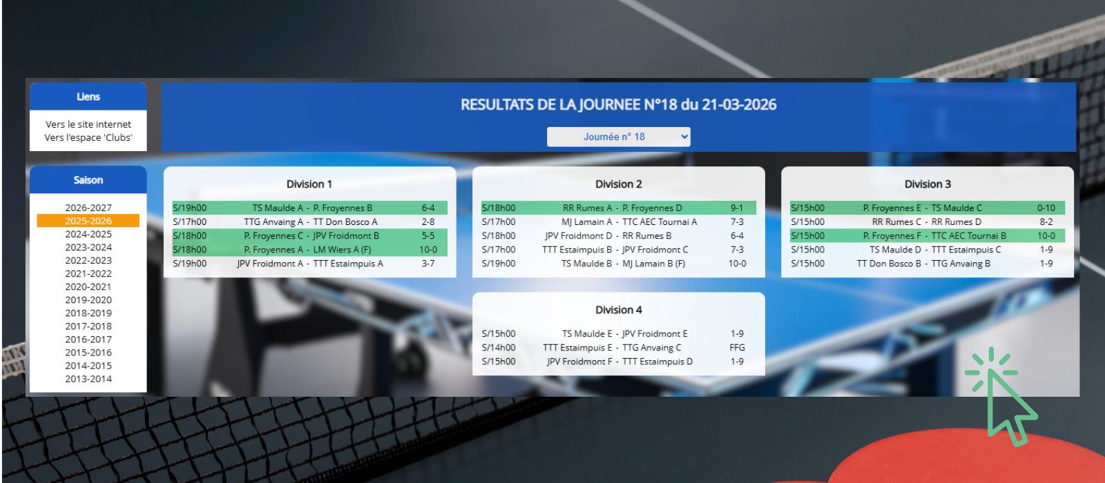 Moments sportifs autour des tables de ping-pong